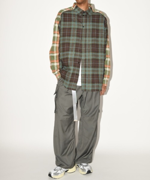 SUPERTHANKS(スーパーサンクス)の「チェック コンビネーション ネルシャツ/Outsider Shirt(ユニセックス)(シャツ/ブラウス・メンズ・ブラウン系その他/グレー系その他/ベージュ系その他・L/M/S)」の14枚目の写真