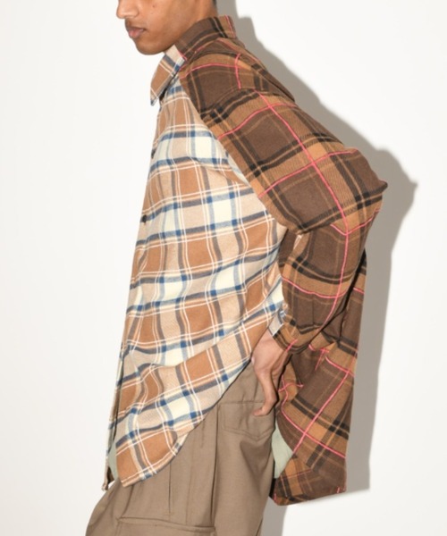 SUPERTHANKS(スーパーサンクス)の「チェック コンビネーション ネルシャツ/Outsider Shirt(ユニセックス)(シャツ/ブラウス・メンズ・ブラウン系その他/グレー系その他/ベージュ系その他・L/M/S)」の19枚目の写真