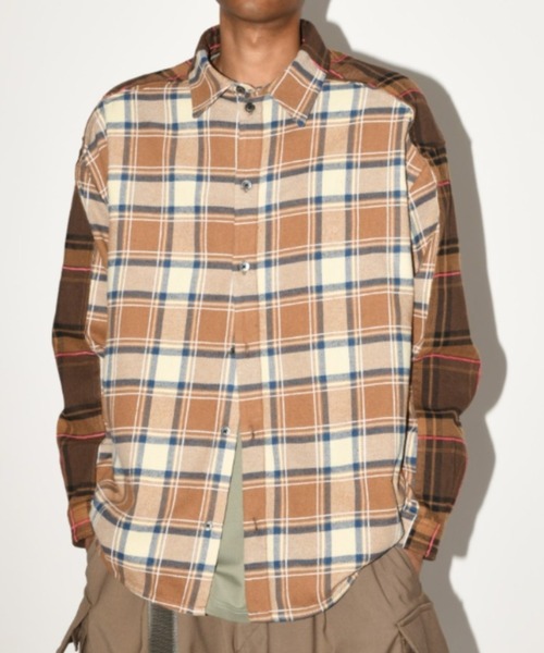 SUPERTHANKS(スーパーサンクス)の「チェック コンビネーション ネルシャツ/Outsider Shirt(ユニセックス)(シャツ/ブラウス・メンズ・ブラウン系その他/グレー系その他/ベージュ系その他・L/M/S)」の18枚目の写真