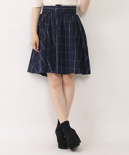 one after another NICE CLAUP(ワンアフターアナザーナイスクラップ)の「【ナイスクラップ】ベルト付ギャザースカート(スカート・レディース・カーキ/アイボリー/キャメル/ネイビー/チェック・FREE)」の3枚目の写真