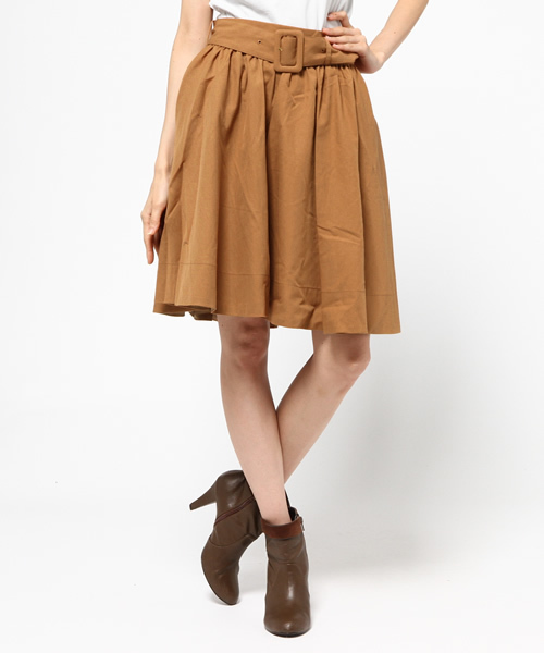 one after another NICE CLAUP(ワンアフターアナザーナイスクラップ)の「【ナイスクラップ】ベルト付ギャザースカート(スカート・レディース・カーキ/アイボリー/キャメル/ネイビー/チェック・FREE)」の4枚目の写真