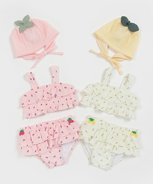 petit main(プティマイン)の「【SWIM】キャップつきフルーツ柄ビキニ(水着・キッズ・ライトピンク/イエロー・80cm/70cm)」の12枚目の写真