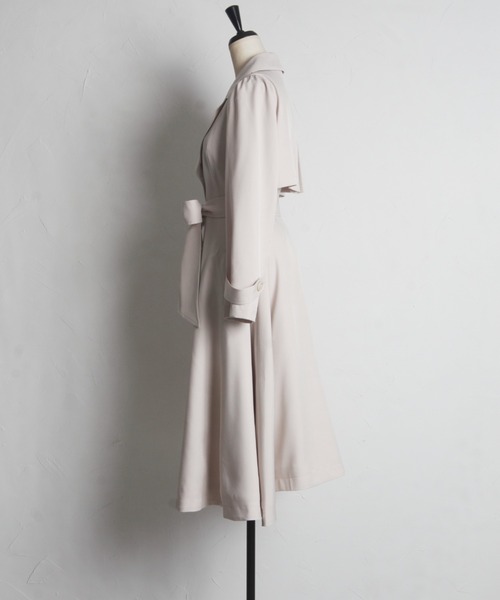 ウエストりぼん付きヨーク切り替えフレアトレンチコート　ベージュ トッコクローゼット tocco closet ウエストりぼん付きヨーク