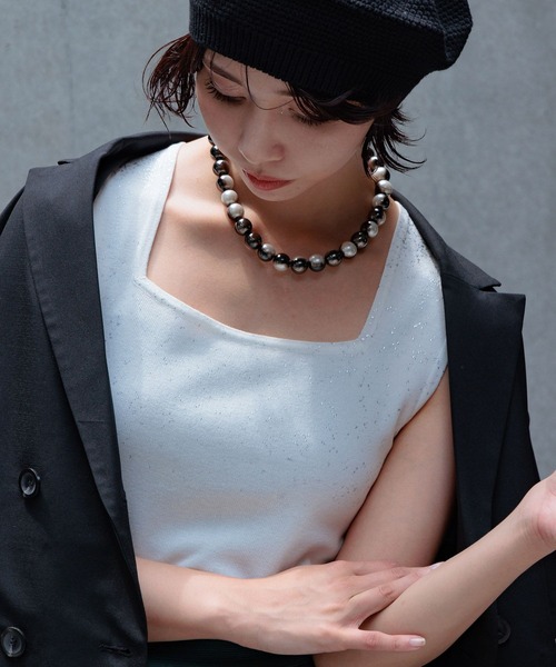 PAGEBOY（ページボーイ）の「ハクグラデスクエアネックタンク（タンクトップ・レディース・ブラック/モーブ系/オフホワイト・FREE）」の7枚目の写真
