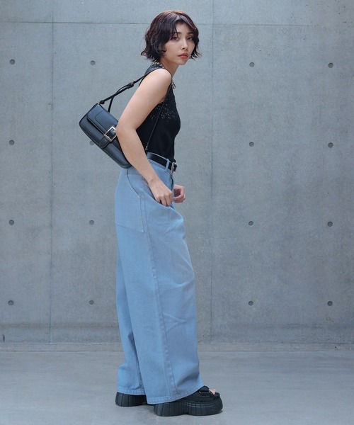 PAGEBOY（ページボーイ）の「ハクグラデスクエアネックタンク（タンクトップ・レディース・ブラック/モーブ系/オフホワイト・FREE）」の14枚目の写真