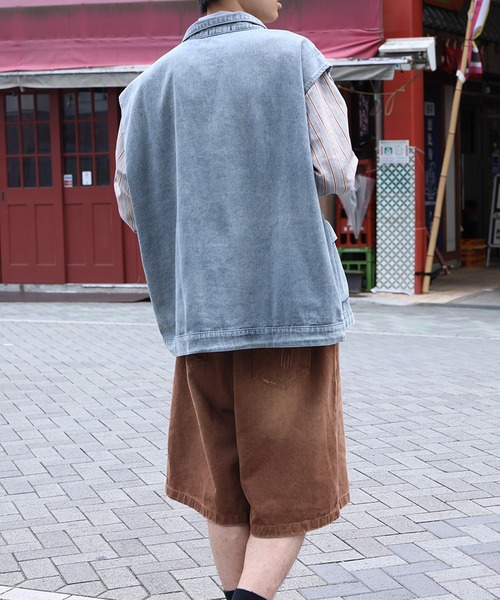 デニムベスト　HOUGA YAECA [ MEN ] デニム パイプドステム USED 1-11U | Le