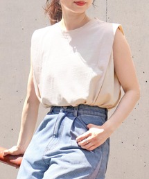 tiptop | ピグメント加工タックノースリーブカットソー(タンクトップ)