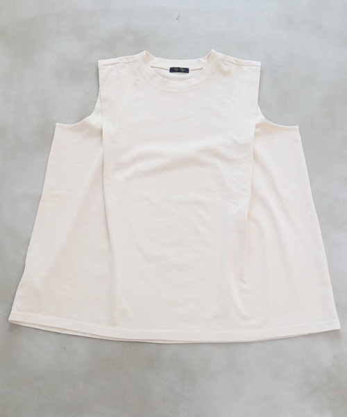 tiptop（ティップトップ）の「ピグメント加工タックノースリーブカットソー（タンクトップ・レディース・サックスブルー/ブラック系その他/アイボリー・FREE）」の9枚目の写真