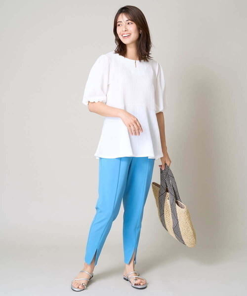 a.v.v(アーヴェヴェ)の「【イージーケア】ペプラムトップス(Tシャツ/カットソー・レディース・ブラック/グレー系その他/ホワイト・34/36/38/40/42)」の16枚目の写真