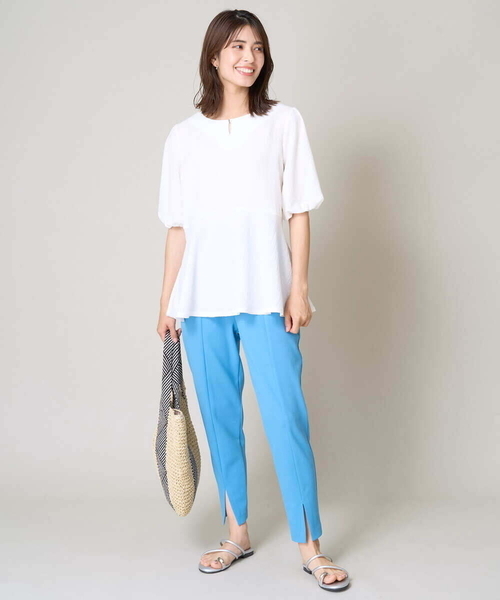 a.v.v(アーヴェヴェ)の「【イージーケア】ペプラムトップス(Tシャツ/カットソー・レディース・ブラック/グレー系その他/ホワイト・34/36/38/40/42)」の15枚目の写真