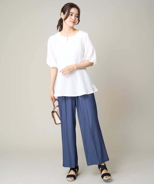 a.v.v(アーヴェヴェ)の「【イージーケア】ペプラムトップス(Tシャツ/カットソー・レディース・ブラック/グレー系その他/ホワイト・34/36/38/40/42)」の21枚目の写真