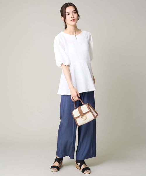 a.v.v(アーヴェヴェ)の「【イージーケア】ペプラムトップス(Tシャツ/カットソー・レディース・ブラック/グレー系その他/ホワイト・34/36/38/40/42)」の20枚目の写真
