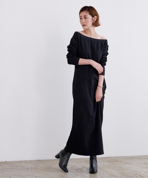 カップ付オフショルダーテレコワンピース（ワンピース）｜ur's