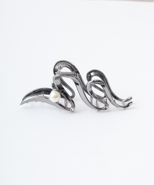 セール】メタルバンスウェーブデザインヘアクリップ（長さ14cm