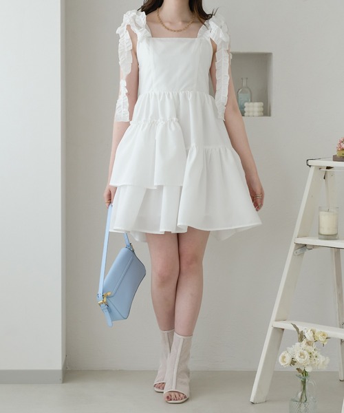 Ambre Neige（アンブルネージュ）の「ショルダーリボンアシメワンピース／WEB/EC限定商品（ワンピース・レディース・オフホワイト/ブラック/ライトブルー・FREE）」の8枚目の写真