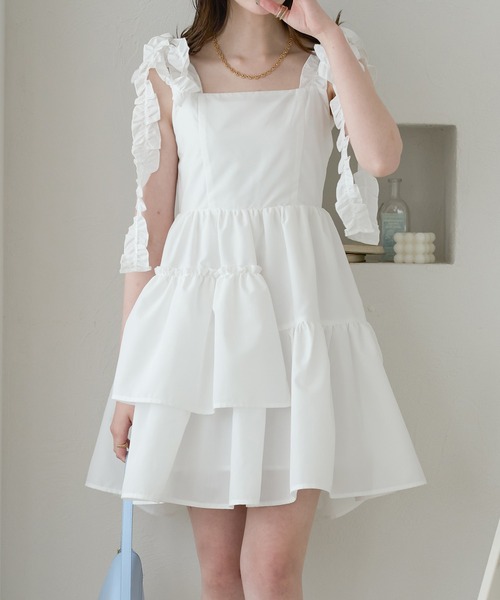 Ambre Neige（アンブルネージュ）の「ショルダーリボンアシメワンピース／WEB/EC限定商品（ワンピース・レディース・オフホワイト/ブラック/ライトブルー・FREE）」の5枚目の写真
