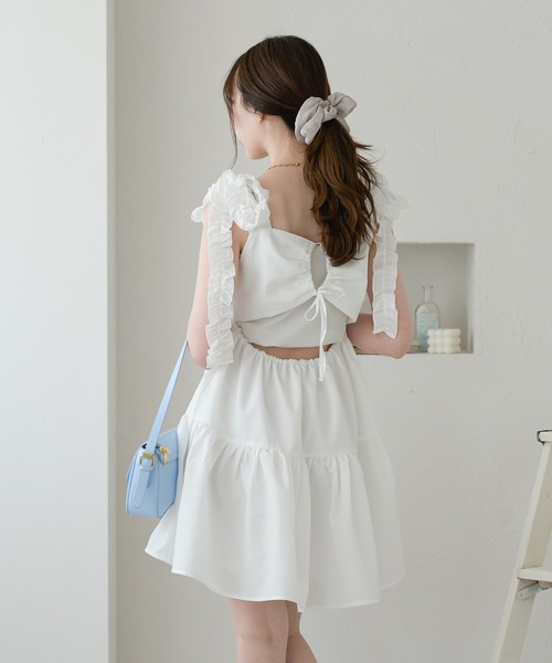 Ambre Neige（アンブルネージュ）の「ショルダーリボンアシメワンピース／WEB/EC限定商品（ワンピース・レディース・オフホワイト/ブラック/ライトブルー・FREE）」の9枚目の写真