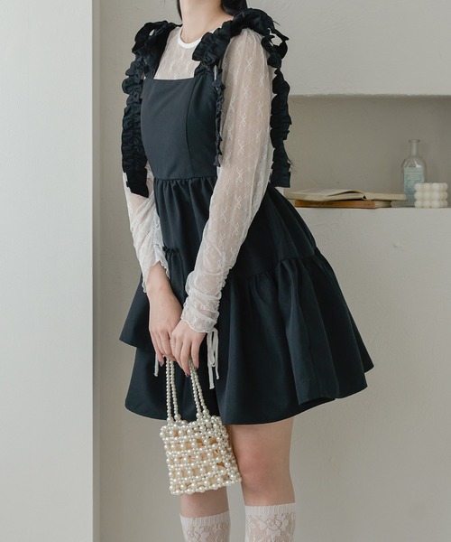 Ambre Neige（アンブルネージュ）の「ショルダーリボンアシメワンピース／WEB/EC限定商品（ワンピース・レディース・オフホワイト/ブラック/ライトブルー・FREE）」の11枚目の写真