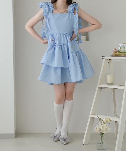 Ambre Neige（アンブルネージュ）の「ショルダーリボンアシメワンピース／WEB/EC限定商品（ワンピース・レディース・オフホワイト/ブラック/ライトブルー・FREE）」の19枚目の写真