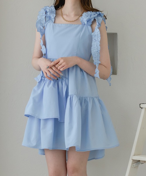 Ambre Neige（アンブルネージュ）の「ショルダーリボンアシメワンピース／WEB/EC限定商品（ワンピース・レディース・オフホワイト/ブラック/ライトブルー・FREE）」の15枚目の写真