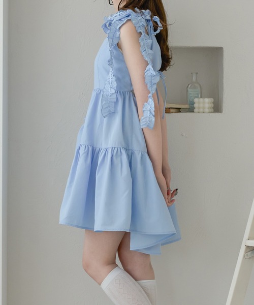 Ambre Neige（アンブルネージュ）の「ショルダーリボンアシメワンピース／WEB/EC限定商品（ワンピース・レディース・オフホワイト/ブラック/ライトブルー・FREE）」の17枚目の写真