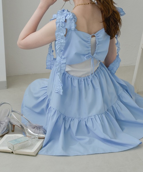 Ambre Neige（アンブルネージュ）の「ショルダーリボンアシメワンピース／WEB/EC限定商品（ワンピース・レディース・オフホワイト/ブラック/ライトブルー・FREE）」の18枚目の写真