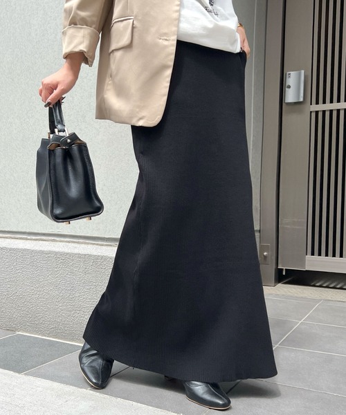 Futier land（フューティアランド）の「ポケット付きリブロングナロースカート（スカート・レディース・ブラック/ブルー/グレー/オレンジ/チャコールグレー/グリーン/アイボリー/ブラウン/グリーン系その他・LARGE/MEDIUM/M(ミディアム丈)）」の22枚目の写真