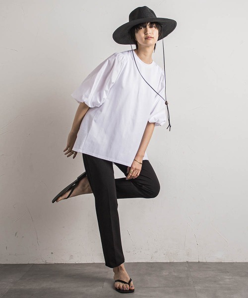 MAYSON GREY（メイソングレイ）の「セッショクレイカンボリュームスリーブドッキングPO≪洗濯機で洗える≫（Tシャツ/カットソー・レディース・ベージュ系その他/ブルー/ブラック/ホワイト・M）」の5枚目の写真