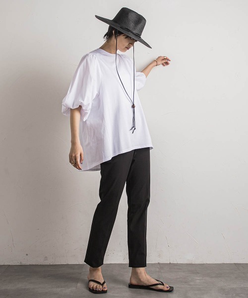 MAYSON GREY（メイソングレイ）の「セッショクレイカンボリュームスリーブドッキングPO≪洗濯機で洗える≫（Tシャツ/カットソー・レディース・ベージュ系その他/ブルー/ブラック/ホワイト・M）」の6枚目の写真