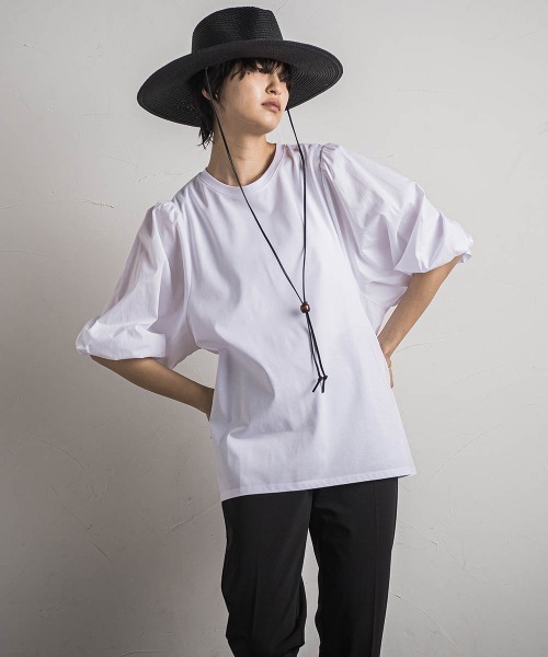 MAYSON GREY（メイソングレイ）の「セッショクレイカンボリュームスリーブドッキングPO≪洗濯機で洗える≫（Tシャツ/カットソー・レディース・ベージュ系その他/ブルー/ブラック/ホワイト・M）」の8枚目の写真