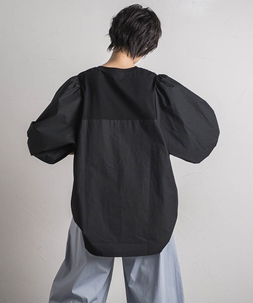 MAYSON GREY（メイソングレイ）の「セッショクレイカンボリュームスリーブドッキングPO≪洗濯機で洗える≫（Tシャツ/カットソー・レディース・ベージュ系その他/ブルー/ブラック/ホワイト・M）」の14枚目の写真