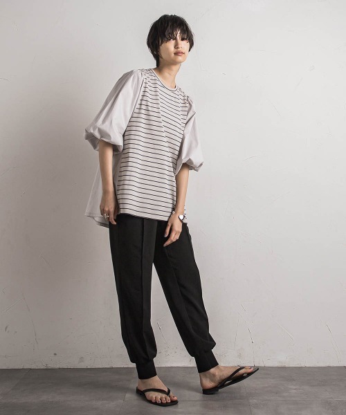 MAYSON GREY（メイソングレイ）の「セッショクレイカンボリュームスリーブドッキングPO≪洗濯機で洗える≫（Tシャツ/カットソー・レディース・ベージュ系その他/ブルー/ブラック/ホワイト・M）」の15枚目の写真