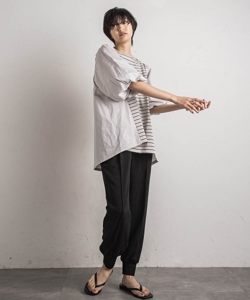 MAYSON GREY（メイソングレイ）の「セッショクレイカンボリュームスリーブドッキングPO≪洗濯機で洗える≫（Tシャツ/カットソー・レディース・ベージュ系その他/ブルー/ブラック/ホワイト・M）」の16枚目の写真