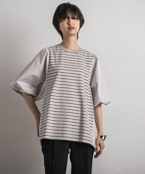 MAYSON GREY（メイソングレイ）の「セッショクレイカンボリュームスリーブドッキングPO≪洗濯機で洗える≫（Tシャツ/カットソー・レディース・ベージュ系その他/ブルー/ブラック/ホワイト・M）」の18枚目の写真