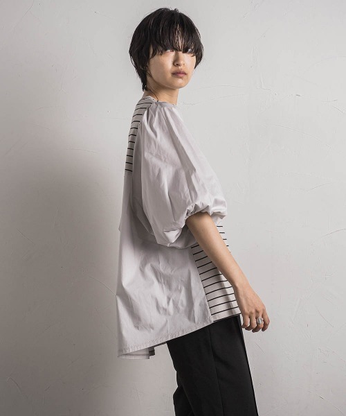 MAYSON GREY（メイソングレイ）の「セッショクレイカンボリュームスリーブドッキングPO≪洗濯機で洗える≫（Tシャツ/カットソー・レディース・ベージュ系その他/ブルー/ブラック/ホワイト・M）」の19枚目の写真