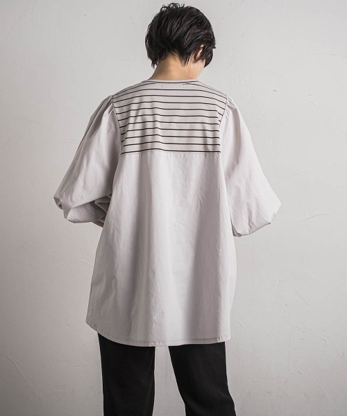 MAYSON GREY（メイソングレイ）の「セッショクレイカンボリュームスリーブドッキングPO≪洗濯機で洗える≫（Tシャツ/カットソー・レディース・ベージュ系その他/ブルー/ブラック/ホワイト・M）」の20枚目の写真