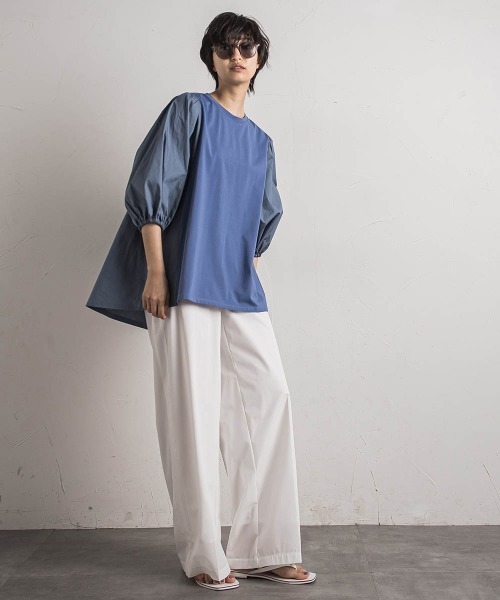 MAYSON GREY（メイソングレイ）の「セッショクレイカンボリュームスリーブドッキングPO≪洗濯機で洗える≫（Tシャツ/カットソー・レディース・ベージュ系その他/ブルー/ブラック/ホワイト・M）」の21枚目の写真