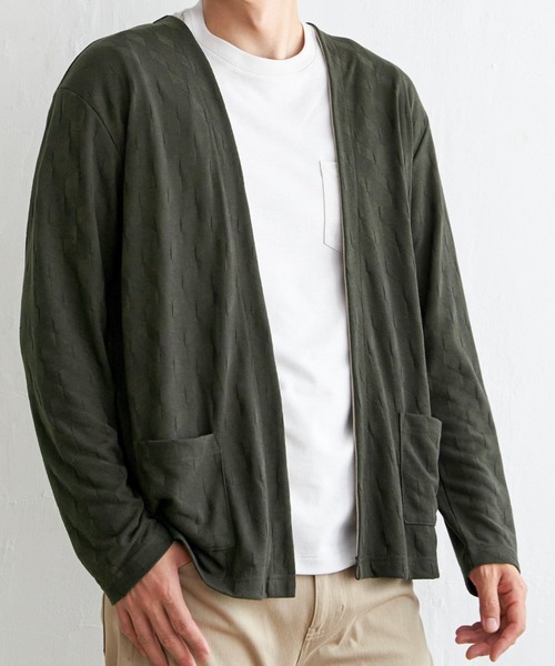 ikka(イッカ)の「ジャカードボタンレスカーディガン(カーディガン/ボレロ・メンズ・ブラック/ネイビー/オリーブ・M/L/XL/S)」の2枚目の写真