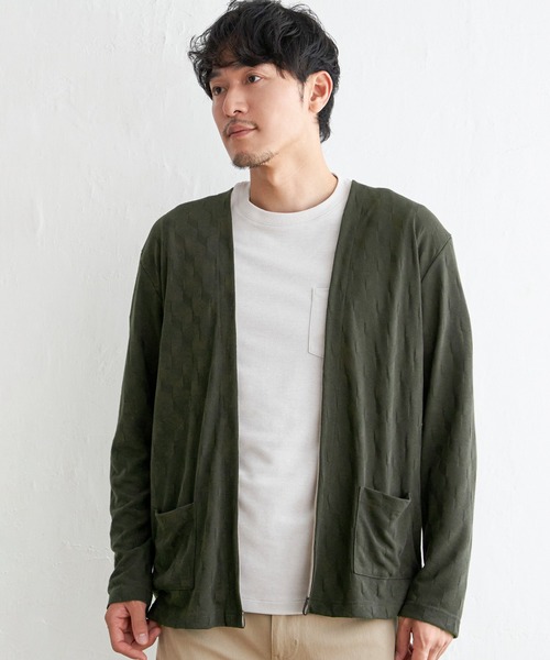 ikka(イッカ)の「ジャカードボタンレスカーディガン(カーディガン/ボレロ・メンズ・ブラック/ネイビー/オリーブ・M/L/XL/S)」の4枚目の写真
