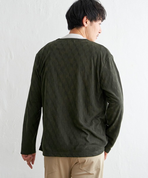 ikka(イッカ)の「ジャカードボタンレスカーディガン(カーディガン/ボレロ・メンズ・ブラック/ネイビー/オリーブ・M/L/XL/S)」の6枚目の写真