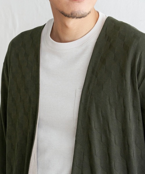 ikka(イッカ)の「ジャカードボタンレスカーディガン(カーディガン/ボレロ・メンズ・ブラック/ネイビー/オリーブ・M/L/XL/S)」の7枚目の写真