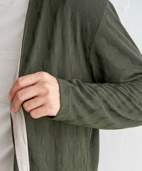 ikka(イッカ)の「ジャカードボタンレスカーディガン(カーディガン/ボレロ・メンズ・ブラック/ネイビー/オリーブ・M/L/XL/S)」の10枚目の写真