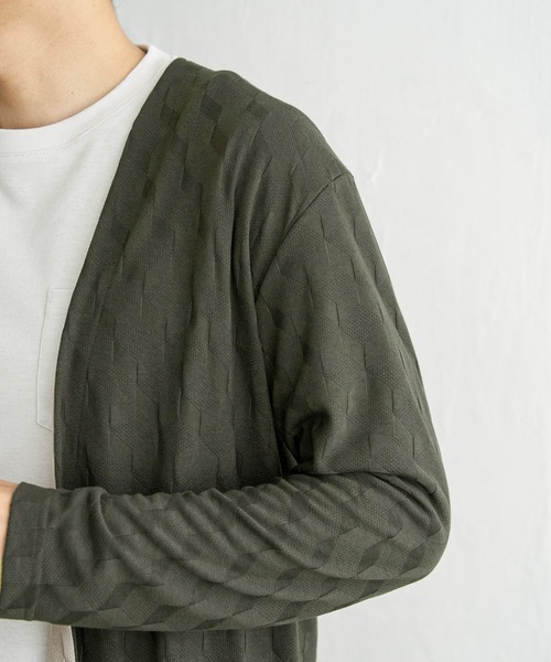 ikka(イッカ)の「ジャカードボタンレスカーディガン(カーディガン/ボレロ・メンズ・ブラック/ネイビー/オリーブ・M/L/XL/S)」の8枚目の写真