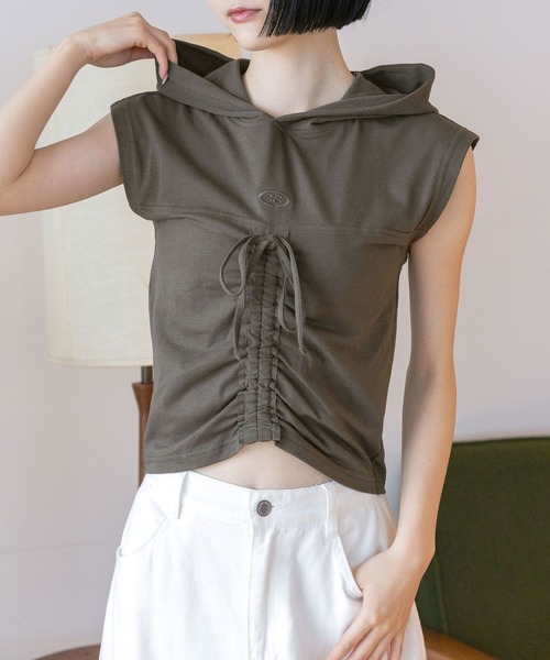 3.3 Field Trip （3.3フィールドトリップ）の「3.3 Field Trip／シャーリングフーディータンク（Tシャツ/カットソー・レディース・サンドグレー/ライトブルー/グレー・FREE）」の3枚目の写真