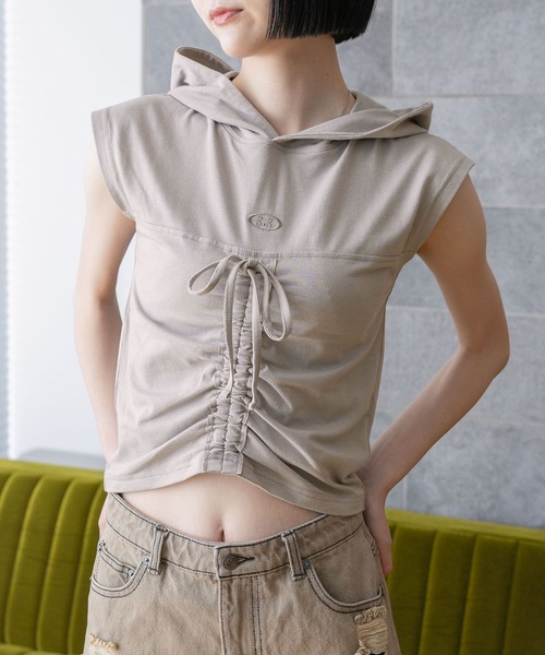 3.3 Field Trip （3.3フィールドトリップ）の「3.3 Field Trip／シャーリングフーディータンク（Tシャツ/カットソー・レディース・サンドグレー/ライトブルー/グレー・FREE）」の2枚目の写真