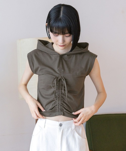 3.3 Field Trip （3.3フィールドトリップ）の「3.3 Field Trip／シャーリングフーディータンク（Tシャツ/カットソー・レディース・サンドグレー/ライトブルー/グレー・FREE）」の11枚目の写真