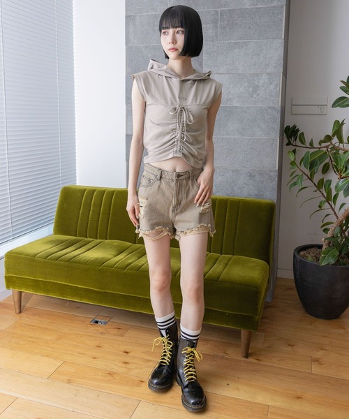 3.3 Field Trip （3.3フィールドトリップ）の「3.3 Field Trip／シャーリングフーディータンク（Tシャツ/カットソー・レディース・サンドグレー/ライトブルー/グレー・FREE）」の4枚目の写真