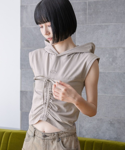 3.3 Field Trip （3.3フィールドトリップ）の「3.3 Field Trip／シャーリングフーディータンク（Tシャツ/カットソー・レディース・サンドグレー/ライトブルー/グレー・FREE）」の6枚目の写真