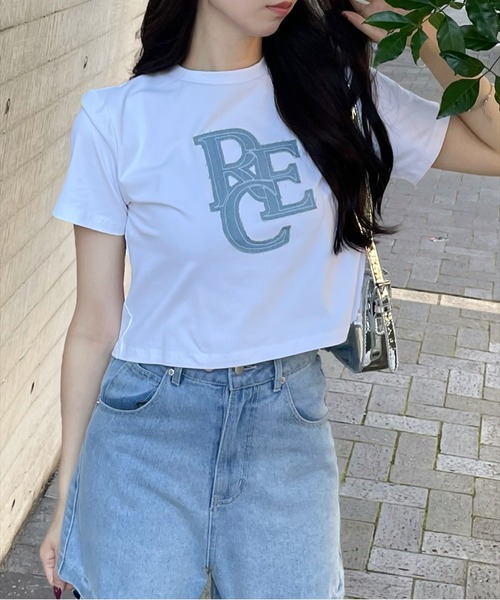 clear（クリア）の「デニムロゴＴシャツ [着回し力抜群 大人 カジュアル]≪再入荷≫（Tシャツ/カットソー・レディース・カーキ/オフホワイト/ブラック・F）」の2枚目の写真