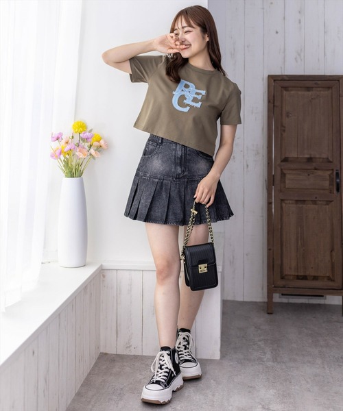 clear（クリア）の「デニムロゴＴシャツ [着回し力抜群 大人 カジュアル]≪再入荷≫（Tシャツ/カットソー・レディース・カーキ/オフホワイト/ブラック・F）」の7枚目の写真